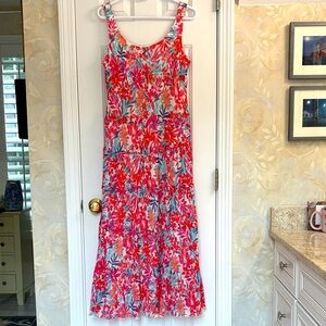 Jones New York Floral Maxi Dress - Red and Blue. NWT
